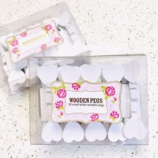 20 White Heart Mini Wooden