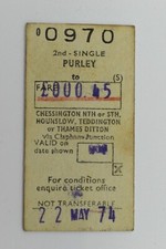 British Railway Ticket 0970 PURLEY to CHESSINGTON NORTH or SOUTH, HOUNSLOW etc 