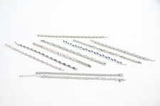 Silver Tone Tennis Bracelets Heart Multi Colour Stone Set Roman Numerals x 10