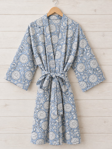 Dusty blue floral print 100 - dusty, 100%