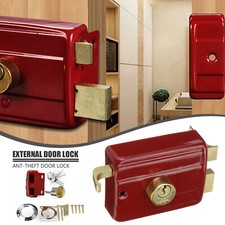 Traditional Front Door Lock Night Latch Door Lock Gate Door With 3 Keys & Screws
