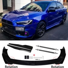 For Mitsubishi Lancer Gloss Front Bumper Splitter Lip + Strut Rods + Side Skirts
