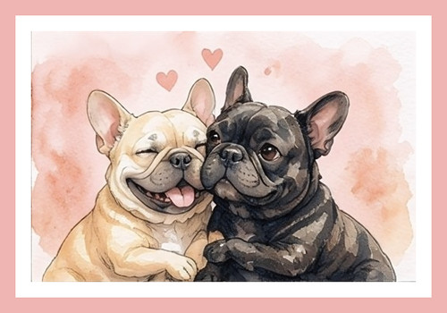French bulldogs greeting - a5,