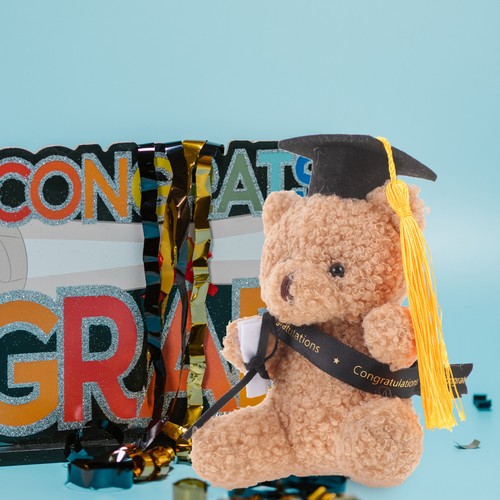 Black mini graduation stuffed - black,