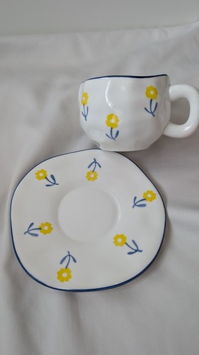 White ceramic floral tea - white,