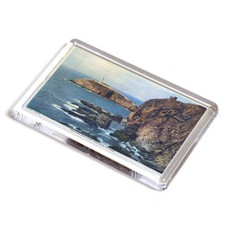 FRIDGE MAGNET - Vintage Wales - Cliffs and South Stack Lighthouse, Holyhead (ac)
