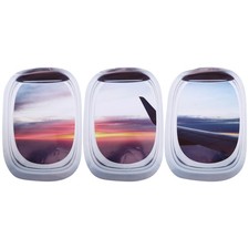  3 Pcs Window Scene Wall Stickers Airplane Landscape Decal Home Decor