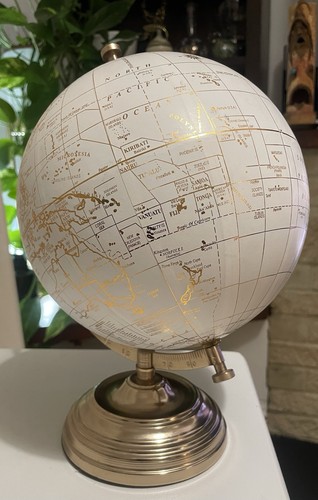White gold world globe brass - white,