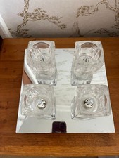 Modern Polished Chrome 4-Bulb Ceiling Light with Square Clear Ice Cube Shades...