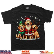Golden Retriever Christmas Dogs Funny Santa Reindeer Elf T-Shirt
