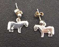 Shetland Pony earrings sterling silver drop dangle small by Shetland Silver