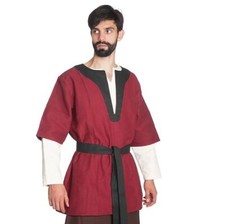 Medieval Red Tunic With Sash