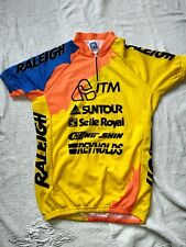 Vintage Santini Raleigh Suntour Cycling Jersey Medium Early 90s 34-36" Chest
