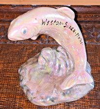 Vintage Kitsch Lustre Ware Large Ceramic Leaping Trout Fish Weston Super-Mare