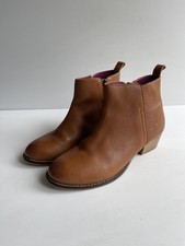 White Stuff chunky heel ankle boots UK 6 VGC tan leather Eliza cuban heels