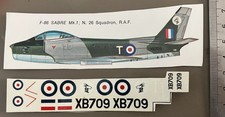 Old Esci 1/72nd “ F-86 Sabre Mk 1 “ RAF Jet Decals / Card (A)