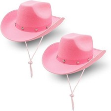 2 Pcs Women Pink Cowgirl Hat