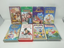 Disney VHS Bundle x8 Films Aladdin Dumbo Snow White Rescuers Muppets Dalmation