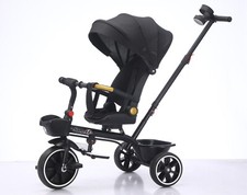 Black 5-in-1 Baby/Kids Tricycle Bike Trike Stroller with Canopy Unassembled