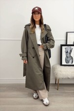 H&M Trench Coat Womens M Beige