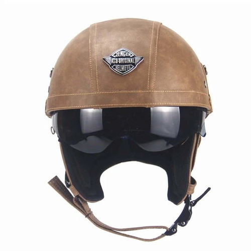 Leather open face motocycle - open,