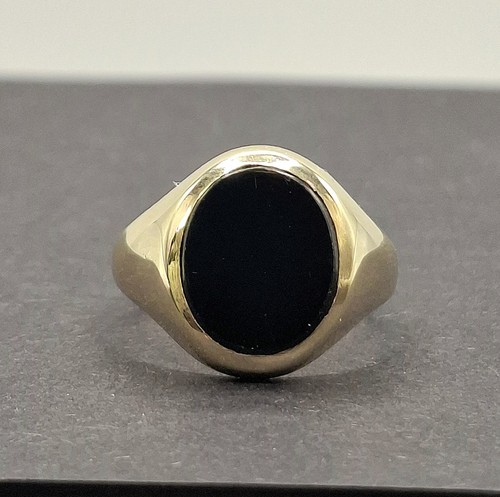 9ct yellow gold oval onyx - gold,