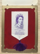 A Lullingstone Silk Bookmark Commemorating Coronation Queen Elizabeth II 1953