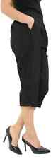 Ladies Half Elastic Waist 3/4 Three Quarter Cropped Trousers UK Size