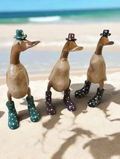 Decorative Wooden Duck Wellies Hat Bamboo Bird Cute Cute Garden Decoration