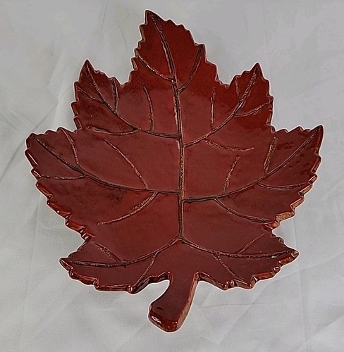 Red ceramic leaf - red, bowl