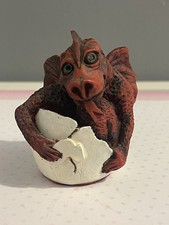 Vintage Red Dragon Hatching From Egg. Fantasy Figure. Resin. 7cm Tall. VGC