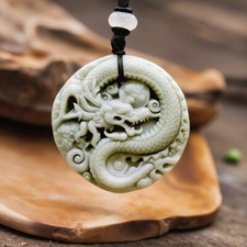 Green Real Jade Dragon Pendant