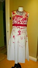 Gorgeous 68% Silk & 32% Linen John Lewis Kaliko Ivory & Pink Dress UK 8, EU 34