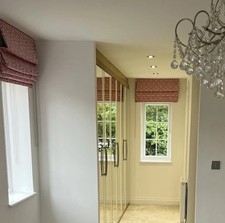 Beautiful Roman Blind Pink/White Custom Made 77cm Width X 150 Drop