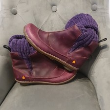 The ART Company Purple Leather Knitted cuff Mid Calf Boots Size UK 7