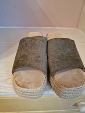 Faith Kharki Wedge Mules Suede Size 7