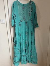 Teal Embroidered Maxi Dress -