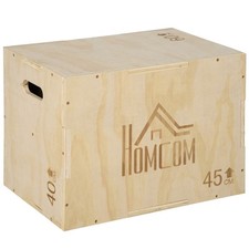 HOMCOM 3-in-1 Wooden Plyo Box for Home Gym, Workout Training, Natural