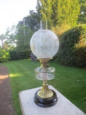Antique brass glass oil lamp - brass,