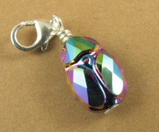 Scarab beetle crystal clip on charm. Sterling silver. Made w/ swarovski elements