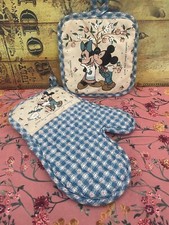 Cute Vintage Retro Disney Minnie And Mickey Oven Glove & Pot Stand Kitchen Set