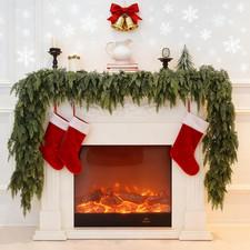 6 FT Real Touch Cedar Garland, Green Artificial Christmas Thick Realistic Pine