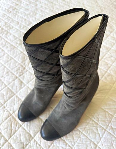 Chanel grey black suede - chanel, ankle