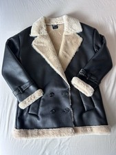 PLT Black Fur Lined Faux Leather Jacket Size 6 Worn Once Excellent Condition