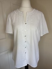 Damart White Embroidered