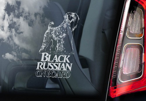 Black russian terrier sticker - black,