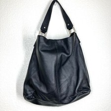 Kooba Black Pebbled Leather Hobo Bag Shoulder Bag Purse Minimalist 13x16"