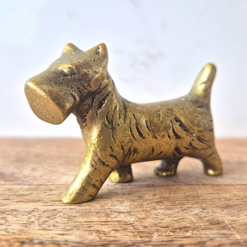 Small brass terrier style dog - terrier,