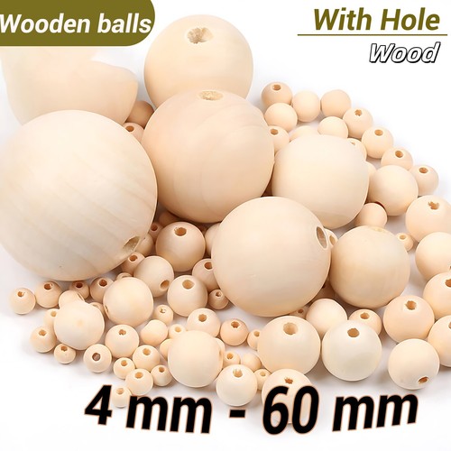 Diy natural round wooden - natural, beads