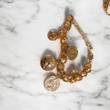 Gold Plated Bracelet Sovereign Style  Romany Gypsy Bling Gift 